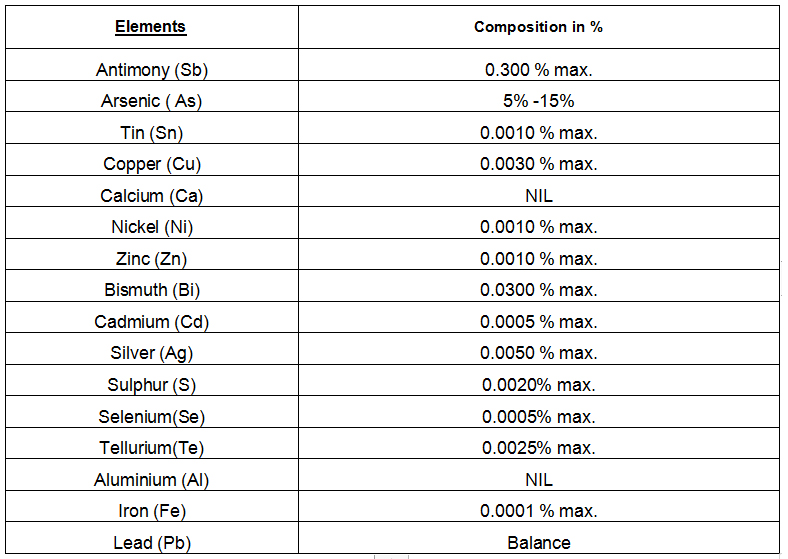 Lead Arsenic Alloy Specifications